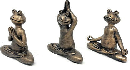 3" H Mini Yoga Frog Resin Statue Figurine Set of 3 Home Decorative Accent Décor