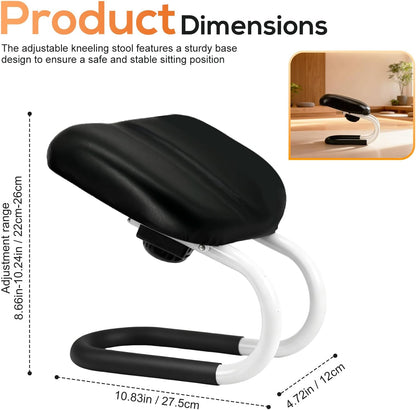 Meditation Bench | Meditation Chair | Kneeling Prayer Bench | Seiza Chair - Adjustable Height, Portable Metal Stool with Non-Slip Cushion for Home, Yoga & Prayer