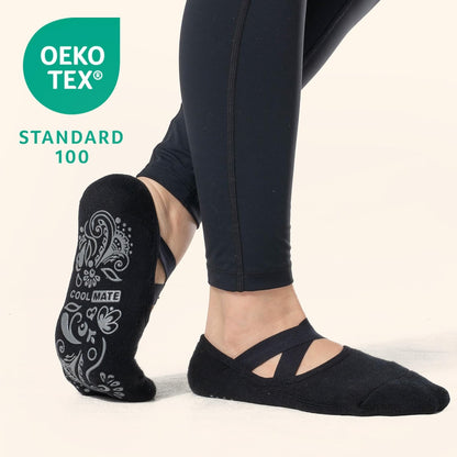 CoolMate Pilates Socks with Grips for Women, Non Slip Yoga Socks - Colors A