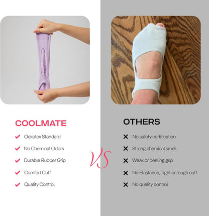 CoolMate Pilates Socks with Grips for Women, Non Slip Yoga Socks - Colors A