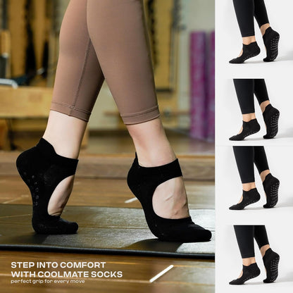 CoolMate Pilates Socks with Grips for Women, Non Slip Yoga Socks - Colors A