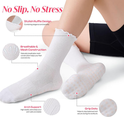 CoolMate Pilates Socks with Grips for Women, Non Slip Yoga Socks - Colors A