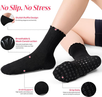 CoolMate Pilates Socks with Grips for Women, Non Slip Yoga Socks - Colors A