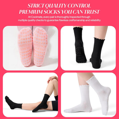 CoolMate Pilates Socks with Grips for Women, Non Slip Yoga Socks - Colors A