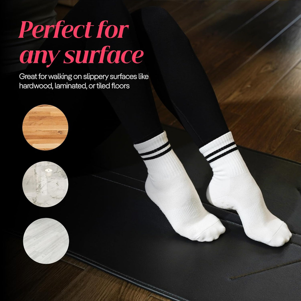 CoolMate Pilates Socks with Grips for Women, Non Slip Yoga Socks - Colors A