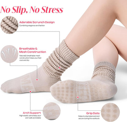 CoolMate Pilates Socks with Grips for Women, Non Slip Yoga Socks - Colors A