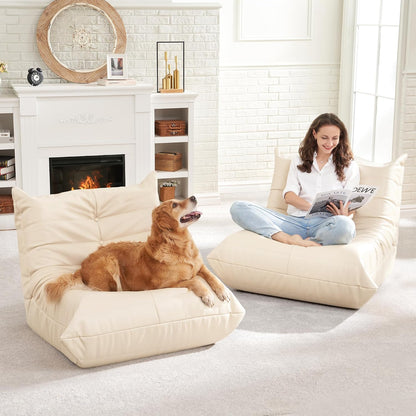 Hobestluk Bean Bag Chair Adult Leather Togo Chair Memory Foam Living Room