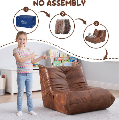 Hobestluk Bean Bag Chair Adult Leather Togo Chair Memory Foam Living Room