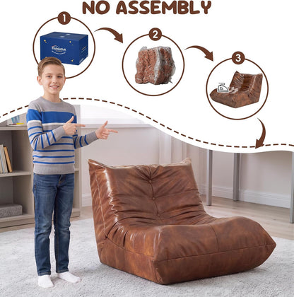 Hobestluk Bean Bag Chair Adult Leather Togo Chair Memory Foam Living Room