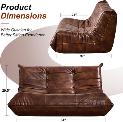 Hobestluk Bean Bag Chair Adult Leather Togo Chair Memory Foam Living Room