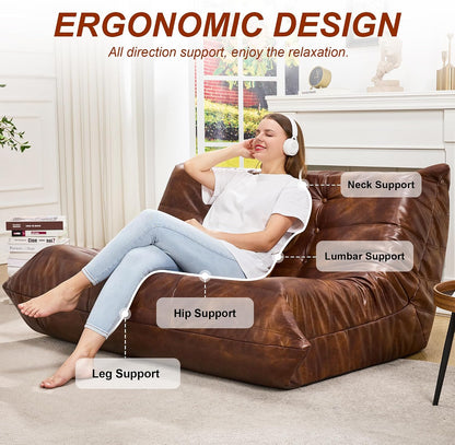 Hobestluk Bean Bag Chair Adult Leather Togo Chair Memory Foam Living Room