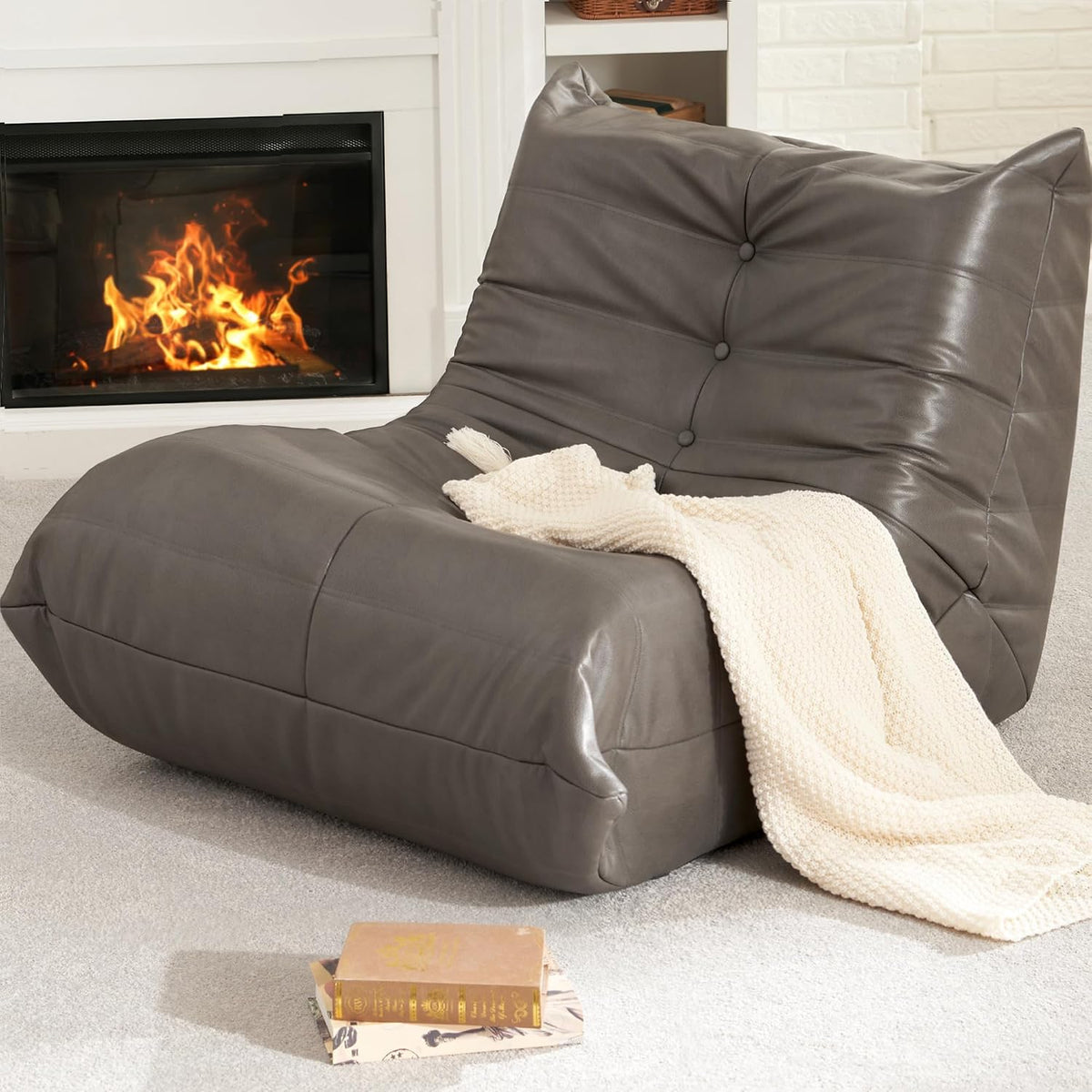 Hobestluk Bean Bag Chair Adult Leather Togo Chair Memory Foam Living Room