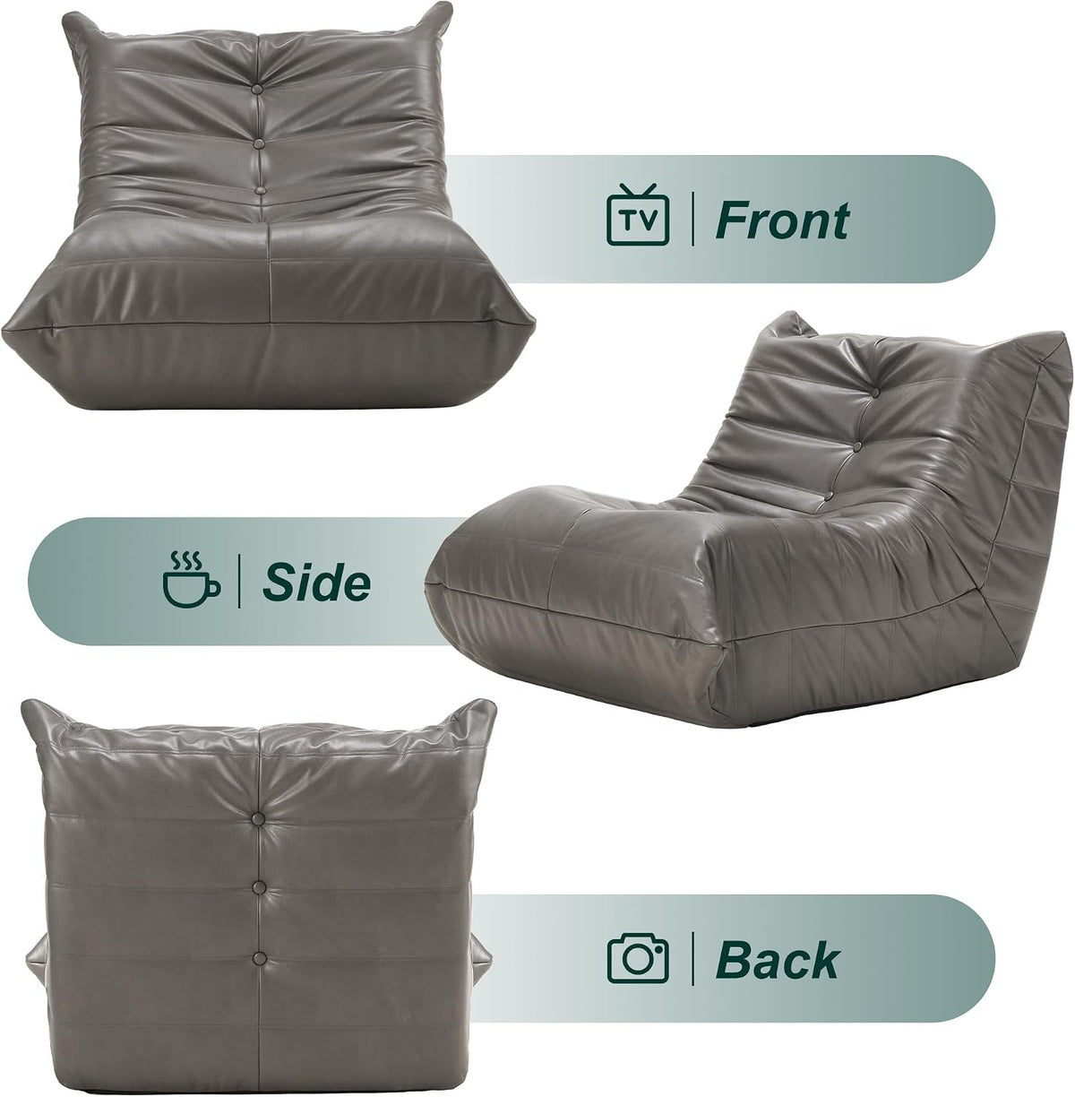 Hobestluk Bean Bag Chair Adult Leather Togo Chair Memory Foam Living Room