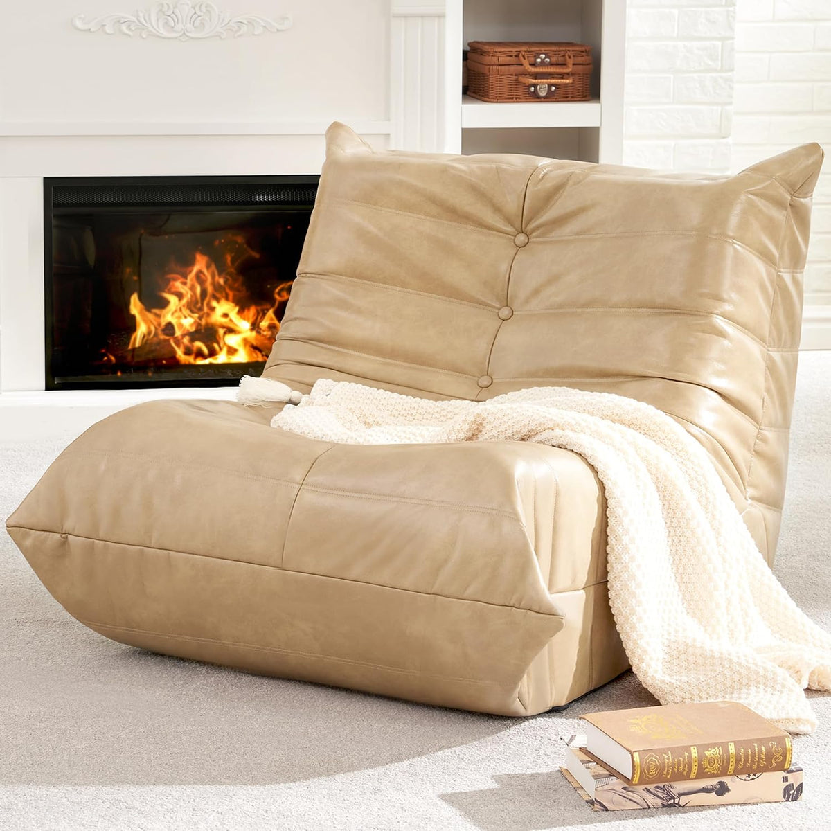 Hobestluk Bean Bag Chair Adult Leather Togo Chair Memory Foam Living Room