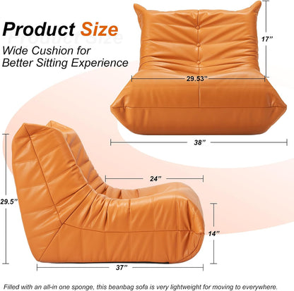 Hobestluk Bean Bag Chair Adult Leather Togo Chair Memory Foam Living Room