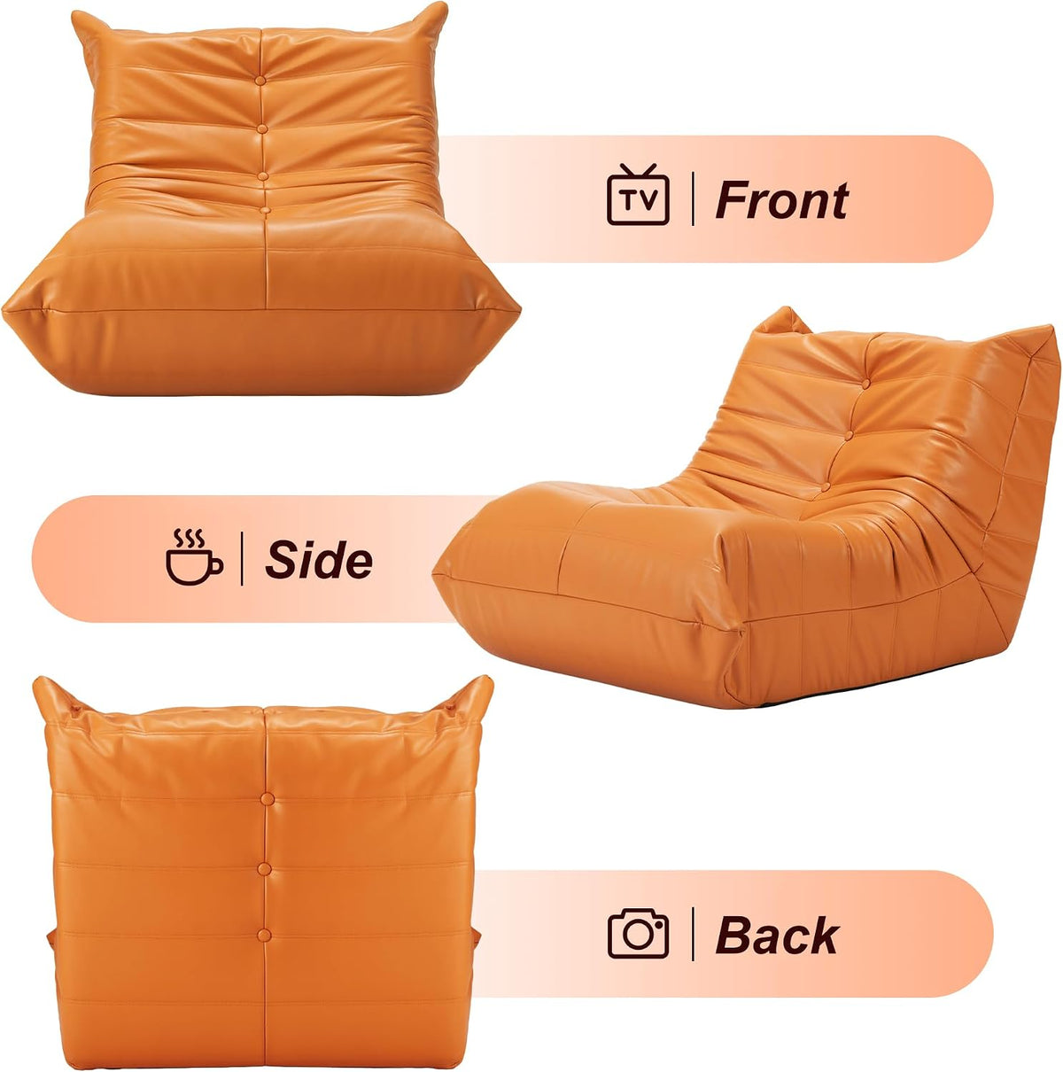 Hobestluk Bean Bag Chair Adult Leather Togo Chair Memory Foam Living Room