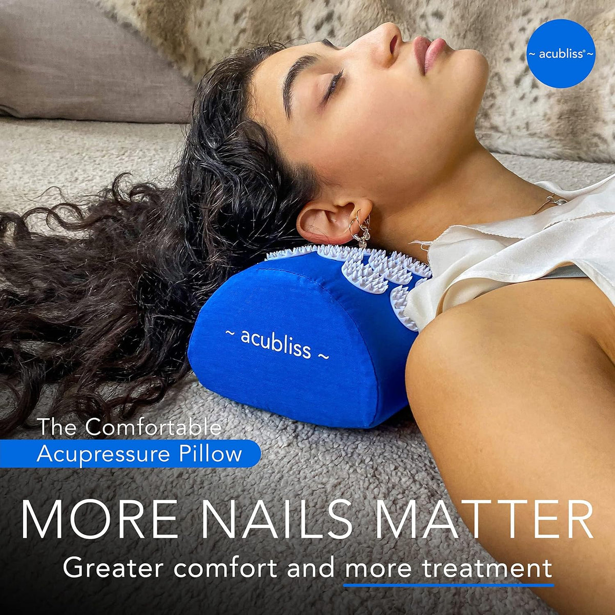 Premium Acupressure Mat, Strap & Pillow 3 piece Gift Set, 12,348 Acupuncture Pressure Points for Back Pain Relief, Increased Energy, Relaxation, Drawstring Bag, Deep Blue