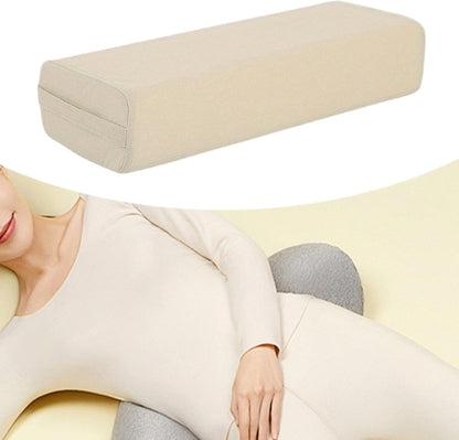 Yoga Bolster Pillow Rectangular,with Carry Handle,Meditation Cushion for Relaxation, Beige White