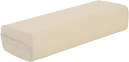 Yoga Bolster Pillow Rectangular,with Carry Handle,Meditation Cushion for Relaxation, Beige White