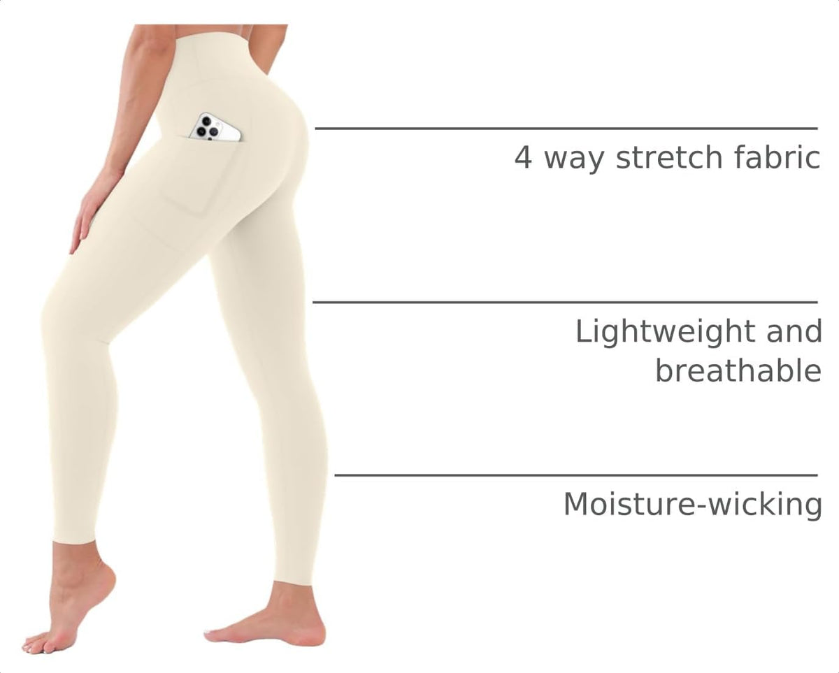 High Waist Leggings for Women - Opaque, Soft Tummy Control Athletic Pants for Yoga, Running, Workout and Gym