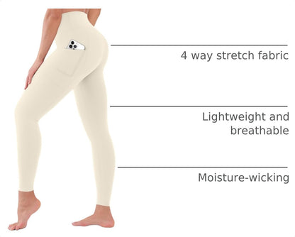High Waist Leggings for Women - Opaque, Soft Tummy Control Athletic Pants for Yoga, Running, Workout and Gym