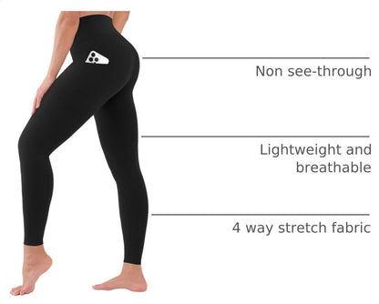 High Waist Leggings for Women - Opaque, Soft Tummy Control Athletic Pants for Yoga, Running, Workout and Gym