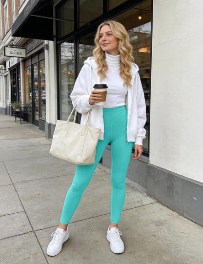High Waist Leggings for Women - Opaque, Soft Tummy Control Athletic Pants for Yoga, Running, Workout and Gym