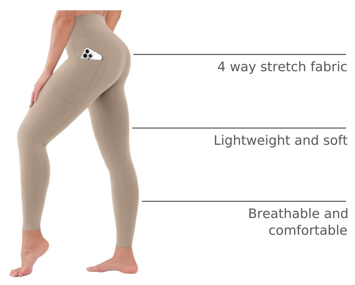 High Waist Leggings for Women - Opaque, Soft Tummy Control Athletic Pants for Yoga, Running, Workout and Gym