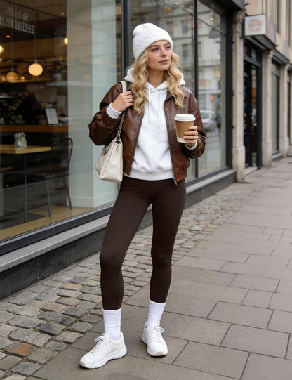 High Waist Leggings for Women - Opaque, Soft Tummy Control Athletic Pants for Yoga, Running, Workout and Gym