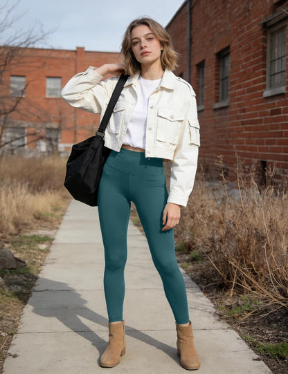 High Waist Leggings for Women - Opaque, Soft Tummy Control Athletic Pants for Yoga, Running, Workout and Gym