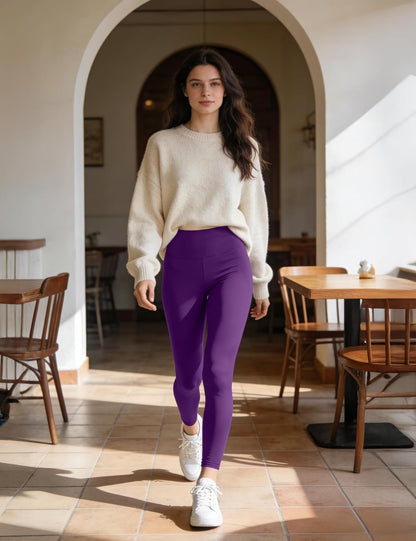 High Waist Leggings for Women - Opaque, Soft Tummy Control Athletic Pants for Yoga, Running, Workout and Gym