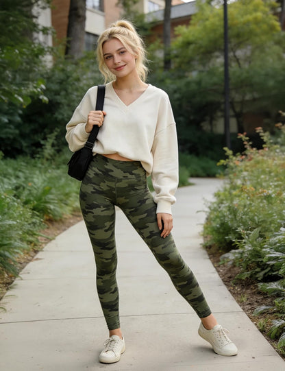 High Waist Leggings for Women - Opaque, Soft Tummy Control Athletic Pants for Yoga, Running, Workout and Gym