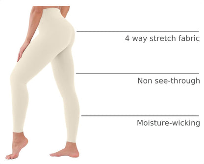 High Waist Leggings for Women - Opaque, Soft Tummy Control Athletic Pants for Yoga, Running, Workout and Gym