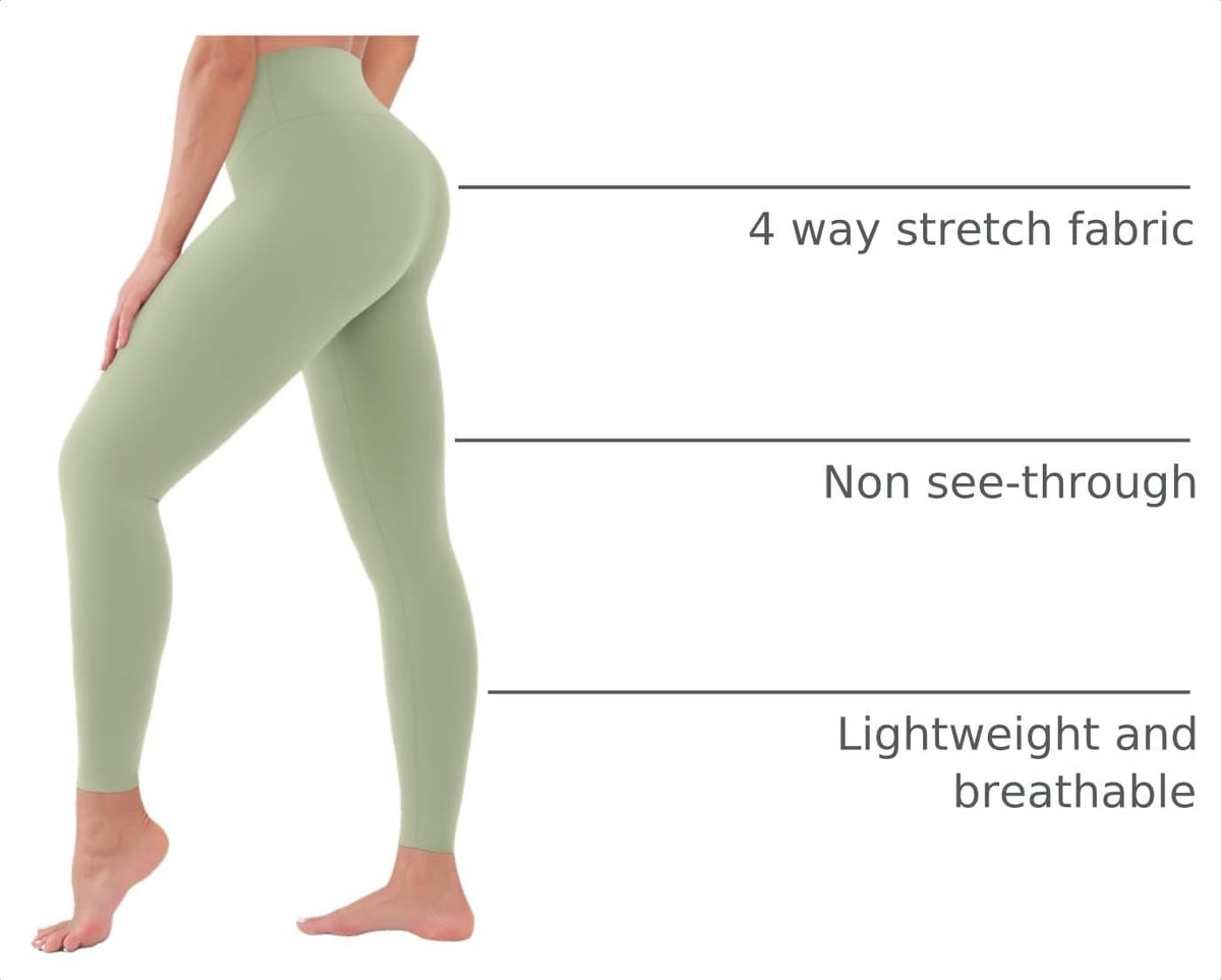 High Waist Leggings for Women - Opaque, Soft Tummy Control Athletic Pants for Yoga, Running, Workout and Gym