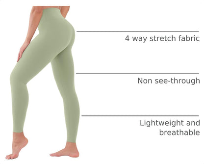 High Waist Leggings for Women - Opaque, Soft Tummy Control Athletic Pants for Yoga, Running, Workout and Gym