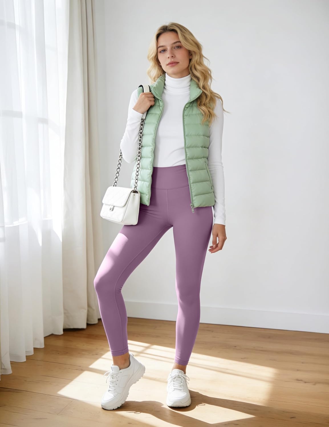 High Waist Leggings for Women - Opaque, Soft Tummy Control Athletic Pants for Yoga, Running, Workout and Gym