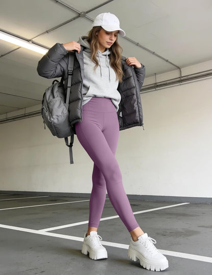 High Waist Leggings for Women - Opaque, Soft Tummy Control Athletic Pants for Yoga, Running, Workout and Gym