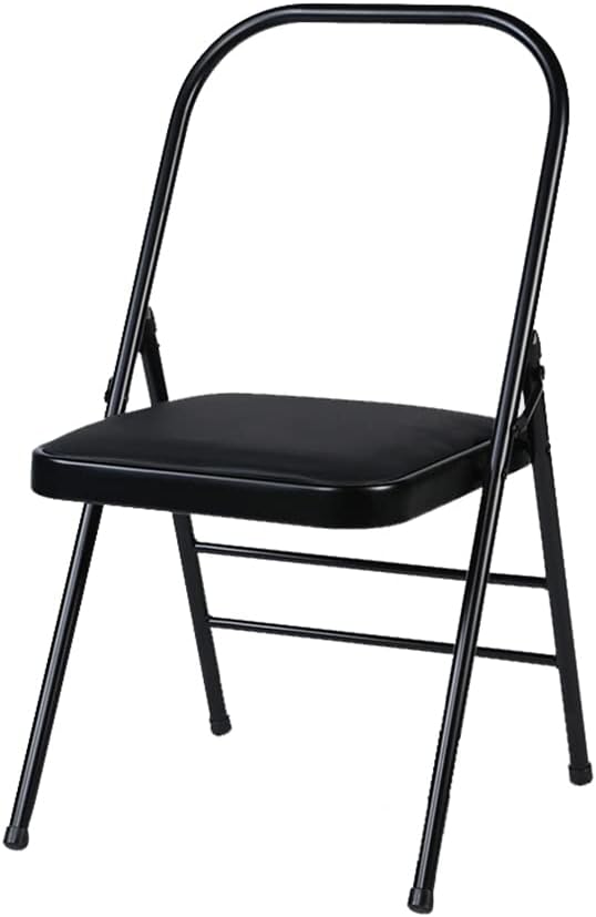 Transform Your Yoga Practice with Reinforced Folding Yoga Chair,Metal Folding Chair, Iyengar Yoga Chair, Yoga Auxiliary Chair,Black Cloth Surface