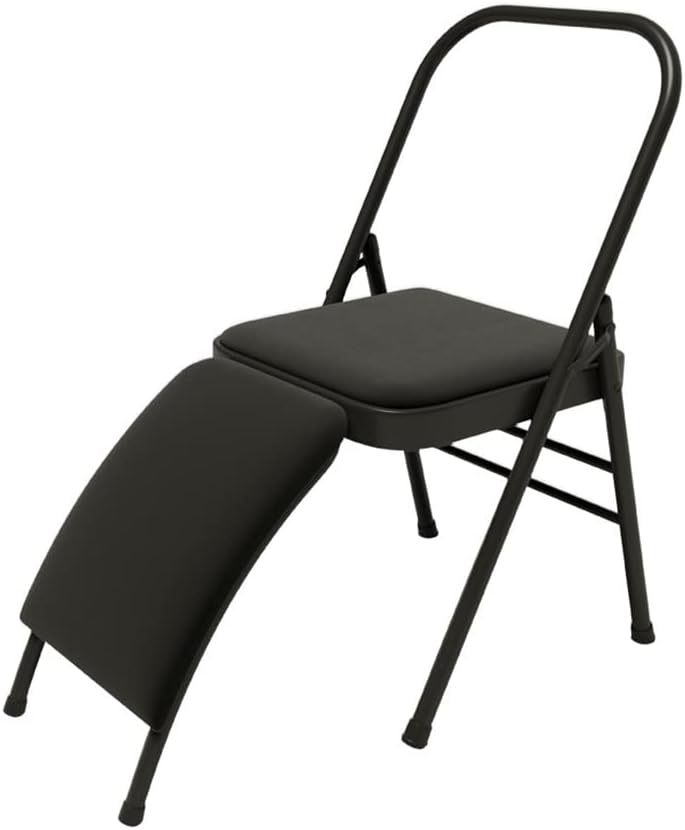 Transform Your Yoga Practice with Reinforced Folding Yoga Chair,Metal Folding Chair, Iyengar Yoga Chair, Yoga Auxiliary Chair,Black Cloth Surface