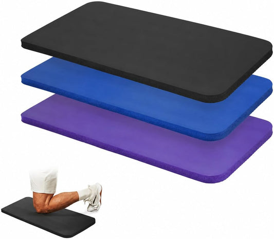 3 Pack Yoga Knee Pads Cushion, Non Slip Exercise Mat for Pain Free Yoga, Extra-Thick Pilates Knee Mats, Portable Yoga Mat Accessory for Fitness, Elbows, Wrist, Forearms, 24"x10"x0.6", 3-Color