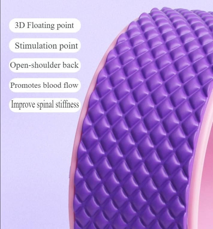 3D Massage Yoga Wheel, 12” Back Roller Relieves Back Pain and Stiffness, Durable TPE Material and Soft Foam Non-Slip, Suitable for Yoga, Pilates, Stretching and Strengthening Flexibility