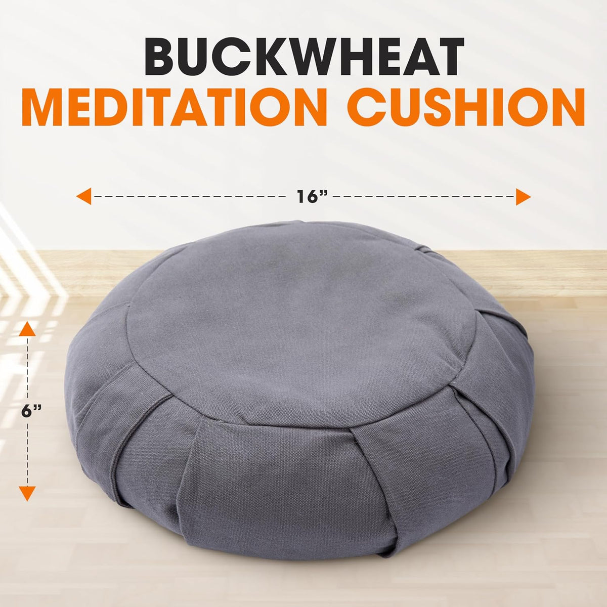 Meditation Cushion - Ergonomic Floor Pillow for Meditation, Yoga Pillow with Buckwheat Filling, Yoga Cushion for Sitting on Floor, Meditation Seat, Comfort & Posture Support