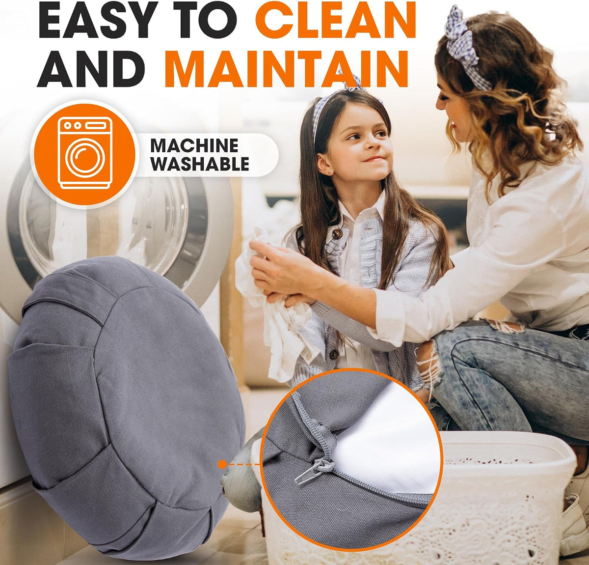 Meditation Cushion - Ergonomic Floor Pillow for Meditation, Yoga Pillow with Buckwheat Filling, Yoga Cushion for Sitting on Floor, Meditation Seat, Comfort & Posture Support