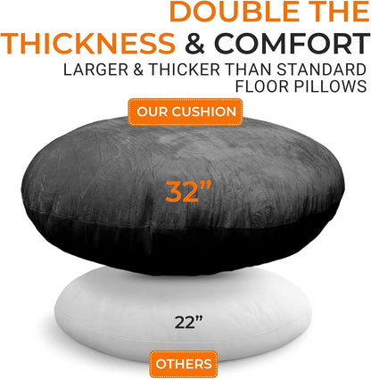 Meditation Cushion - Ergonomic Floor Pillow for Meditation, Yoga Pillow with Buckwheat Filling, Yoga Cushion for Sitting on Floor, Meditation Seat, Comfort & Posture Support