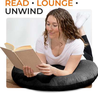 Meditation Cushion - Ergonomic Floor Pillow for Meditation, Yoga Pillow with Buckwheat Filling, Yoga Cushion for Sitting on Floor, Meditation Seat, Comfort & Posture Support