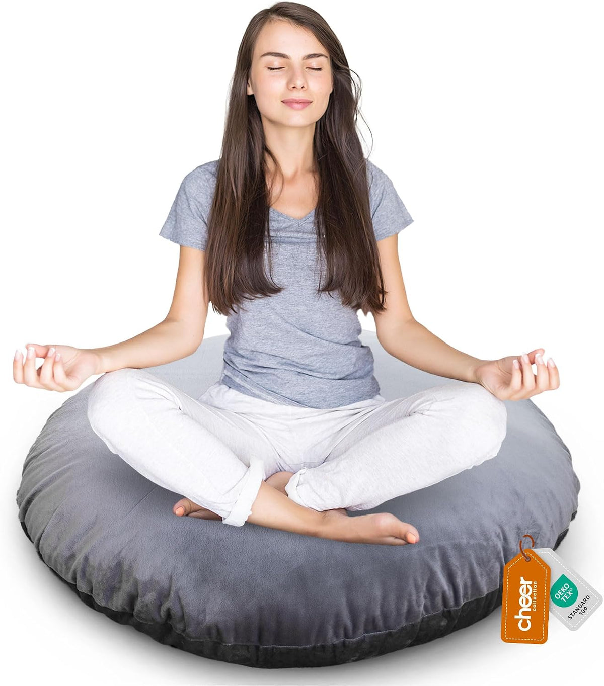 Meditation Cushion - Ergonomic Floor Pillow for Meditation, Yoga Pillow with Buckwheat Filling, Yoga Cushion for Sitting on Floor, Meditation Seat, Comfort & Posture Support