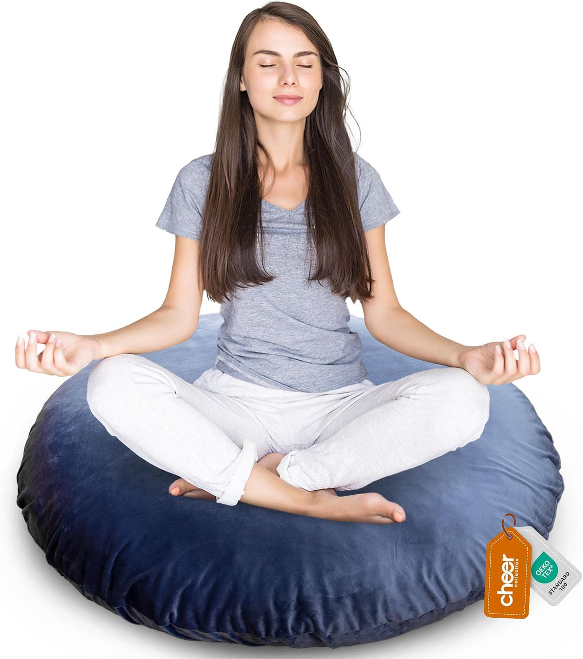 Meditation Cushion - Ergonomic Floor Pillow for Meditation, Yoga Pillow with Buckwheat Filling, Yoga Cushion for Sitting on Floor, Meditation Seat, Comfort & Posture Support