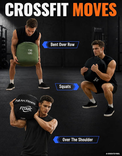 Sandbag Workout Bag,Sand Bags for Weight Training,Sandbags for Fitness,Sandbags for Weight Training,Round Sandbag,Cross-Training & Exercise, Sand Not Included