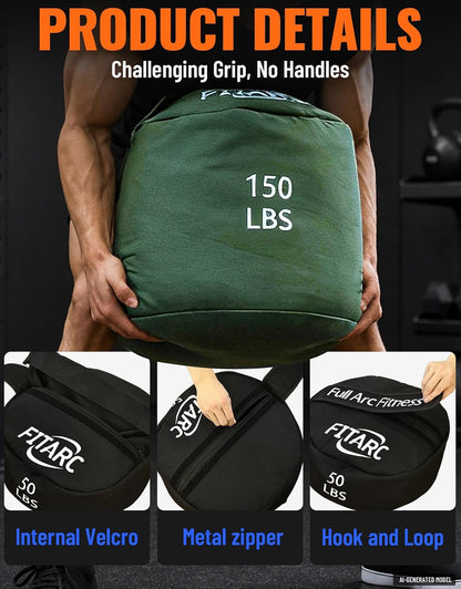Sandbag Workout Bag,Sand Bags for Weight Training,Sandbags for Fitness,Sandbags for Weight Training,Round Sandbag,Cross-Training & Exercise, Sand Not Included