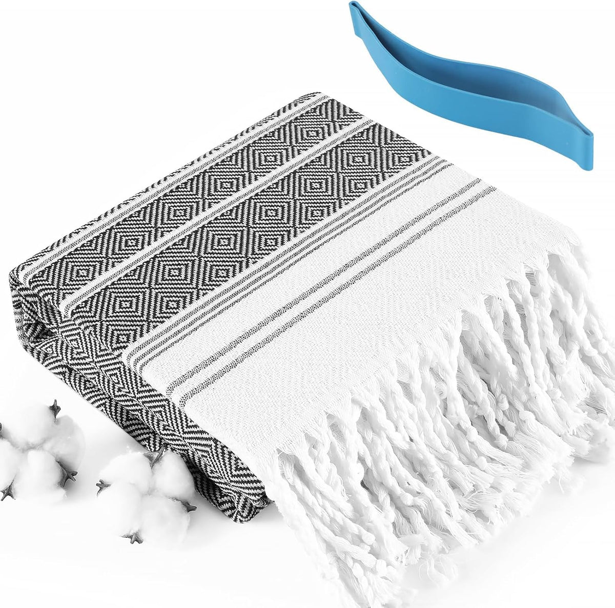 Oversized Turkish Beach Towels 74"x38" Thin Quick Dry Sand Free Pool Swim Bathing Towel Extra Large Blanket Adult Travel Essentials Cruise Accessories Must Haves Summer Light Blue Stuff